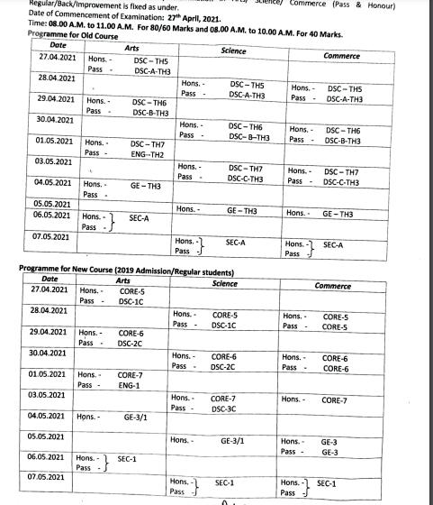 Sambalpur University LLb/+3 3rd Programme Schedule 2021